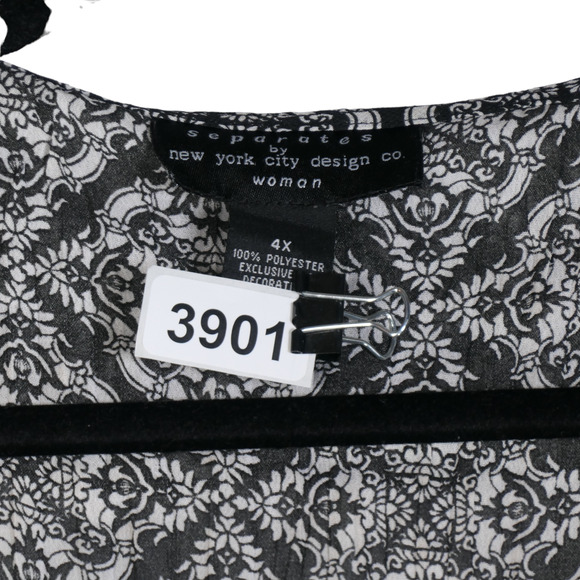 NY City Design Blouse Womens Size 4X Button Sheer Black White Lace and Ruffles - Picture 7 of 7